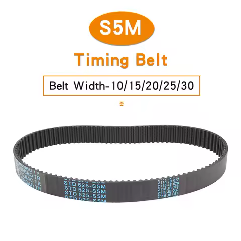 Timing Belt S5M-525/530/535/545/550/555/560/565/575/590/600 Rubber Transmission Belts Width 10/15/20