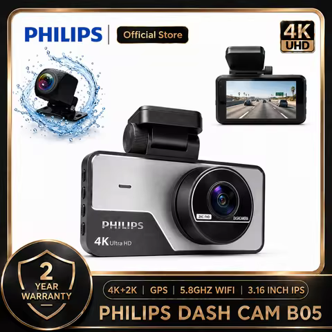 PHILIPS Dash Cam B05 4K+2K HDR Dual Front Rear 3.16 Inch IPS 2.4G 5.8G WiFi APP GPS Support 24H Park