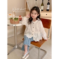 [KIDSFASHIONCOLLECTION] 5013 Arina Blouse Katbol Lace Set + Girls' Floral Embroidery Jeans