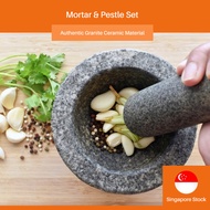 [SG Stock] Polished Granite Mortar and Pestle Set [Singapore] - Traditional and Authentic for kitchen.