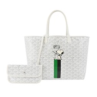 GOYARD SNOOPY 聯名款條紋塗料帆布LOGO子母購物包-小/白/綠黑 _廠商直送