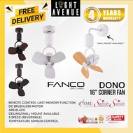 FANCO Dono Corner Fan With Remote Control 3 Blade  16"(Ceiling & Wall Mount)