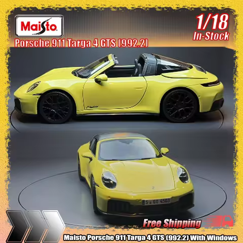 New In Stock Maisto 1:18 Porsche 911 Targa 4 Gts (992.2) With Windows Alloy Miniature Diecast Fully 