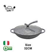 Uoiiy 323640cm Granite Stone Non Stick Wok Cookware Kuali Batu  Kuali Wok