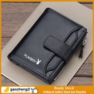 [100% Original]gaozheng2 Playboy Men Short Wallet Leather Multifunctional Driver's License Wallet Zipper Business Vertical Wallet