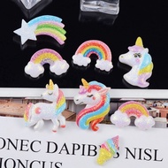 10Pcs Rainbow Unicorn Polymer Slime Charms Modeling Clay DIY Accessories Plasticine Toy for Kids Slime Supplies Filler