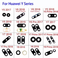 เลนส์กระจกกล้องด้านหลังสำหรับ Y6 Huawei Y5 Y7 Y9 Pro Prime 2017 2018 2019 Y6S Y9S Y7P Y8P Y9P ด้านหลังกล้องเลนส์กระจกฝาครอบกระจกหน้าพร้อมกาวสำหรับ Y7Prime Y7Pro Y6Pro Y9Prime เปลี่ยนได้2018 2019