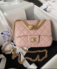 Chanel 23s山茶花調節扣mini size 粉紅色羊皮方胖子 cf｜AS4040-B10716-NN267｜全新正版正貨