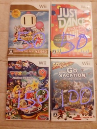 Wii Mario party, Go vacation, Bomberman, Just dance 2