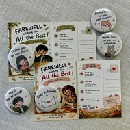 Farewell Postcard Badge Set | Leaving Gift | Colleague Farewell Gift | Graduation Gift | Cute Badge 