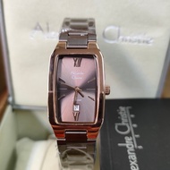 original jam tangan wanita alexandre christie ac 2455 ld all steel - brown rosegold