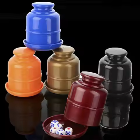 Plastic Poker Dice cup set with dices Shaking Cup Drinking Board Game Casino Gambling Dice Box