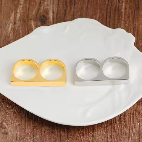 Hip Hop Punk Stainless Steel Brass Knuckles Ring for Women/Men Two Fingers Personality Fashion Jewel