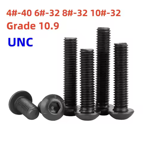 UNC Mushroom Head Allen Bolts 4#-40 6#-32 8#-32 10#-32 Grade 10.9 Black Hexagon Socket Round Head Sc