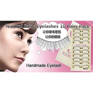 Natural False Eyelashes 10 Pairs Pack - Free Hair Fringe Velcro Tape