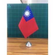 Table Flag Taiwan Stainless Steel Flagpole Height 48 cm.