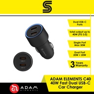 ADAM ELEMENTS C40 40W Fast Dual USB-C Car Charger