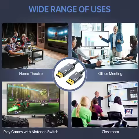 8K DisplayPort to HDMI Adapter DP to HDMI Cable 8K60Hz 4K144Hz Display Port to HDMI Monitor Video Co