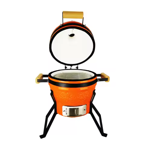 13inch KIMSTONE KimBer Series Orange Stone Pattern High Quality Kamado Table Grill Bamboo Handles Ad
