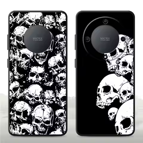 Skeleton Skull Phone Case for Honor 8X 70 X6a X7b X8a X8b X9a X9b Magic 5Lite Magic5 Pro Black Soft 