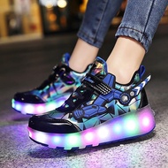 Kids Led Light Shoes Children Roller Skates Boy And Girls Sneakers Size 27-43 HM7O