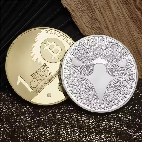 Bitcoin Cent Creative Golden Plated Souvenir Coin Physical Cryptocurrency Coin Eagle Pattern Bitcoin