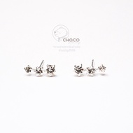 (S925) Star Earrings Real Silver CZ Diamond ET75 Sterling Stud