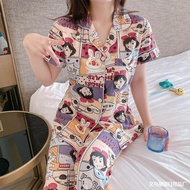 WAIKIKI FASHION #P040 Fashion Korean Cotton Pajama Short Sleeve With Long Pants Sleepwear For Women beautiful