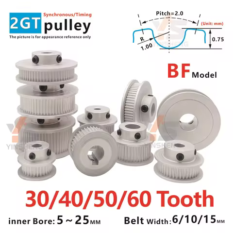 2GT Timing Belt Pulley 30T/40T/50T/60T Tooth Width 7/11/16mm Inner Hole 5-15mm G2M Synchronous Wheel