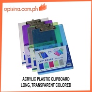 ♞,♘ACRYLIC PLASTIC CLIPBOARD, LONG, TRANSPARENT COLORED