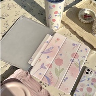 เคสไอแพด Gen9 10.2 Air5 Pink Tulip เคสiPad Gen8Air4 Case iPad ใส่ปากกาได 11pro mini6 gen7 gen6 gen5 iPad