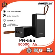 Pineng PN 555 PD (50000 mAh) Camping Powerbank Kapasiti Besar, Lampu LED Pengecasan Pantas - Waranti