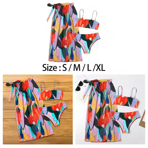 Women Bikini Sets with Cover up Skirt Bikini Swimsuit Halter Bikini Beachwear