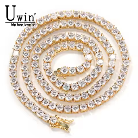 Uwin 4mm Tennis Chain 1 Row CZ Full Iced Out Cubic Zircon Fashion Luxurious Choker HipHop Jewelry