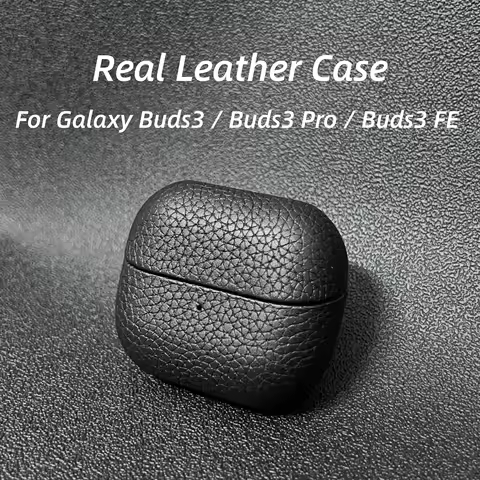 For Galaxy Buds3 / Buds3 Pro / Buds3 FE Leather Case Business Earphone Cases For Galaxy Buds3 FE Gen