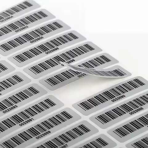 Personalized Asset Tags Pre-Printed with Barcode Code39 Laebles Matte Silver PET No Duplication Numb