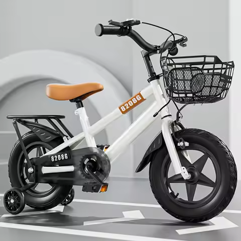 12 Inch Children Kids Bike Bicycle with Training Wheels & Basket Toddler Kids Bicycle for Ages 3-7 Y