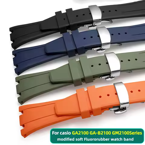 GA2100 GM2100 Fluorine rubber strap for Casio Farm Oak GA-2100 GA-B2100 GM-2100 modified AP sports w