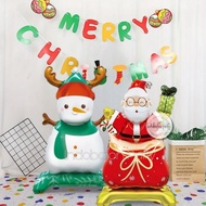 Merry Xmas Foil Balloon / Santa Snowman Stand Balloon / 3D Christmas Balloon