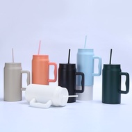 Modern 50oz Simple Car Cup Tumbler With Handle And Straw Lid Thermos Cup Reusable Stainless Steel Wa