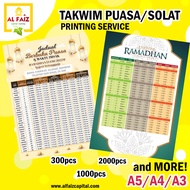 PRINTING TAKWIM PUASA/ PRINTING TAKWIM SOLAT A5/A4/A3