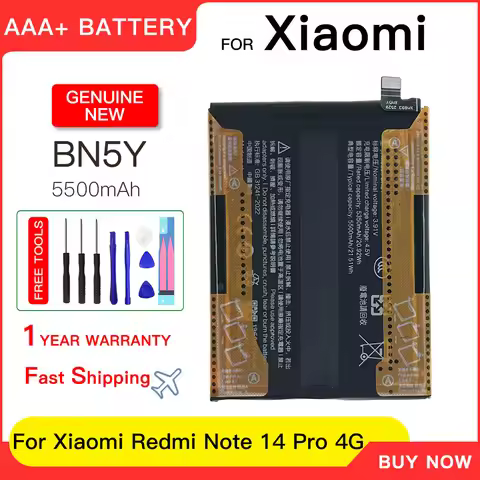 Genuine 3.91V 5500mAh BN5Y Battery For XIAOMI Redmi Note 14 Pro 4G Mobile Phone replacement batterie