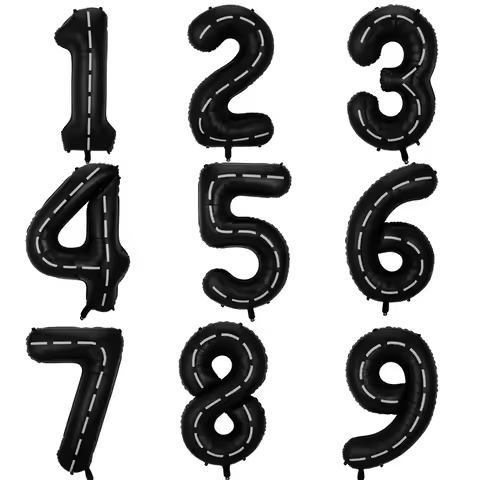 40'' foil Race Car Birthday Balloons Large Black Number 1 2 3 4 5 6 7 8 9 Foil Balloon for Kids Birt