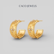 CACO 18K Gold Plated Earrings on 925 Sterling Silver with Zirconia Diamond "Memento" (1 Pair)