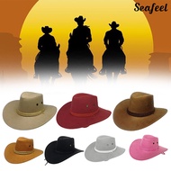 [SEA]  Trilby Cap Cowboy Style Adjustable Wide Brim Jazz Cap Costume Accessory for Horse Riding