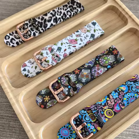 20mm 22mm straps For Samsung galaxy watch 7-6-5-pro-4 Classic Printed Silicone bracelet for Huawei G