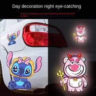 Car Cartoon Cute Scratch Hidden Sticker Electric Car Reflective Personality Warning Label Motorcycle Body Decoration Reflective Sticker USf7