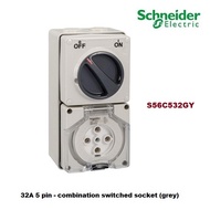Schneider Clipsal S56C532GY 32A 5 Pin Surface Switch Socket IP66 Grey
