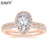 EAMTI 1.5CT Promise Engagement Rings 925 Sterling Silver Wedding Band Rose Gold Teardrop Bridal Ring