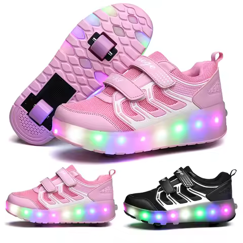 Safe and Durable Outdoor Roller Sneakers Kids Outdoor Skating Shoes Children Roller Shoes Rechargeab